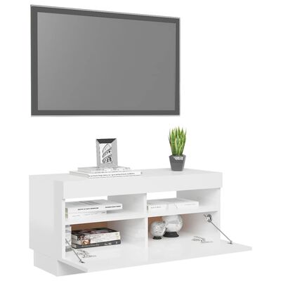 vidaXL TV ormarić s LED svjetlima visoki sjaj bijeli 80 x 35 x 40 cm