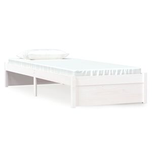 vidaXL Okvir za krevet od masivnog drva bijeli 75 x 190 cm mali