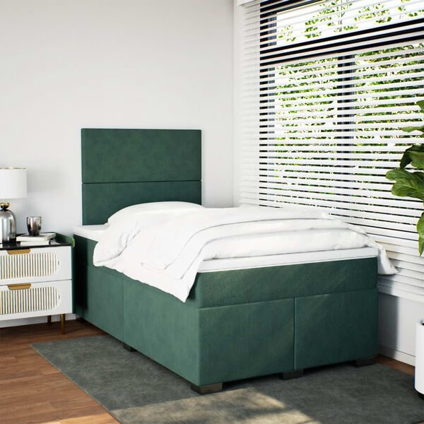 vidaXL Krevet box spring s madracem tamnozeleni 120x190 cm bar&scaron;unasti