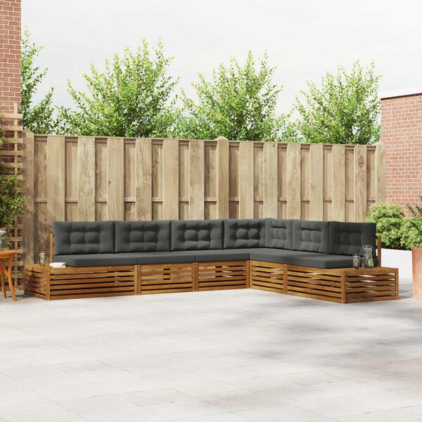 vidaXL Set vanjskih sofa s jastukom 6 Komad Prirodna i antracit