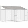 vidaXL Kavez za psa s krovom Srebrna 400 x 200 x 256 cm Čelik i PE
