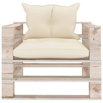 vidaXL Vrtna sofa od paleta od borovine s krem jastucima