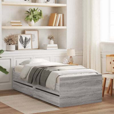 vidaXL Okvir za krevet s ladicama boja hrasta 75x190 cm za jednu osobu