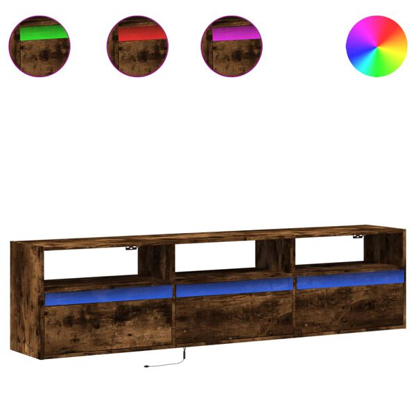 vidaXL Zidni TV ormarić LED boja dimljenog hrasta 180x31x45 cm