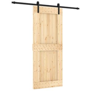 vidaXL Klizna vrata Prirodna i crna 85 x 210 cm Čvrsta borovina