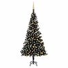 vidaXL Umjetno osvijetljeno božićno drvce s kuglicama crno 210 cm PVC