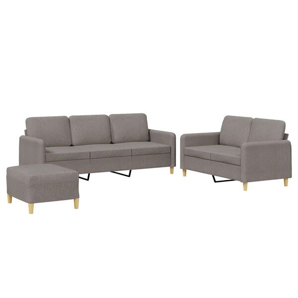 vidaXL 3-dijelni set sofa s jastucima smeđesivi od tkanine