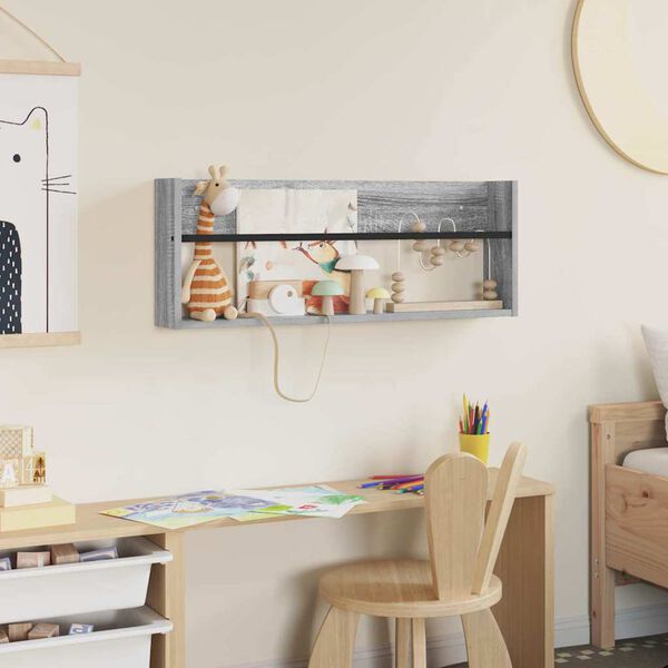 vidaXL Polica za časopise s policom Zidne Siva Sonoma 80 x 12 x 30 cm