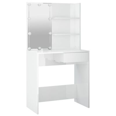 vidaXL Set toaletnog stolića LED sjajni bijeli od konstruiranog drva