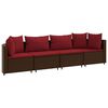 vidaXL 4-dijelni set vrtnih sofa od poliratana s jastucima smeđi