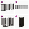 vidaXL Vrata za pse s vratima sklopiva 6 panela crna 300 cm