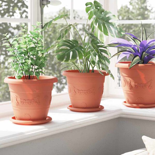 vidaXL Kružni Pladanj za Cvijeće 6 pcs Crvena cigla &Oslash; 17,5 x 2 cm