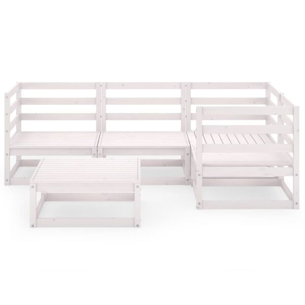 vidaXL 5-dijelna vrtna garnitura od masivne borovine bijela