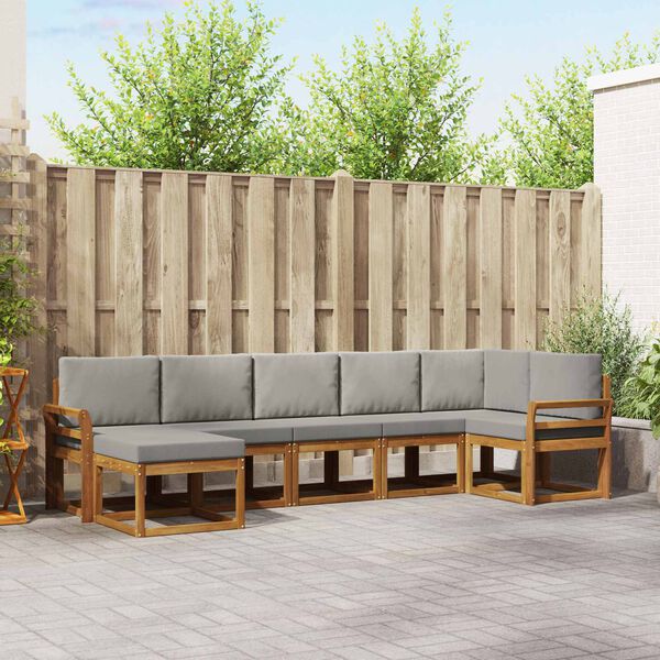 vidaXL Set vanjskih sofa s jastukom 7 pcs Prirodna i svijetlo siva