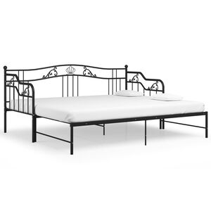 vidaXL Okvir za krevet na razvlačenje crni metalni 90 x 200 cm