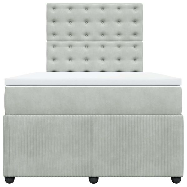 vidaXL Box spring krevet s madracem svjetlosivi 120x200 cm baršunasti