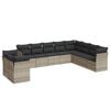 vidaXL 10-dijelni set vrtnih sofa poliratan s jastucima svijetlosivi