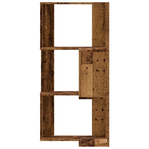 vidaXL Kutni regal za knjige s 3 razine staro drvo 50x50x102cm drveni
