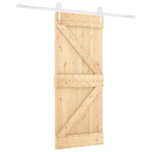 vidaXL Klizna vrata 80 x 210 cm Masivna borovina Prirodna i bijela