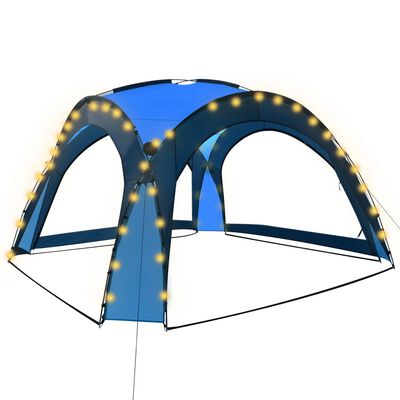 vidaXL Šator za zabave LED s 4 bočna zida 3,6 x 3,6 x 2,3 m plavi