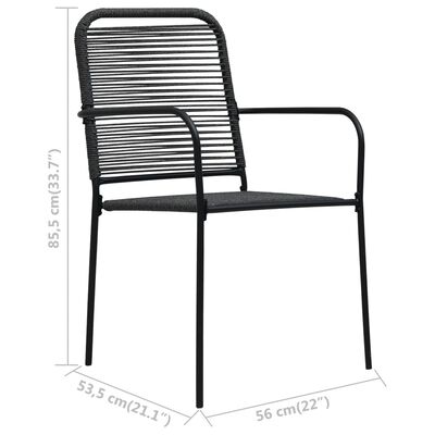 vidaXL Vrtne stolice 2 kom od pamučnog užeta i čelika crne