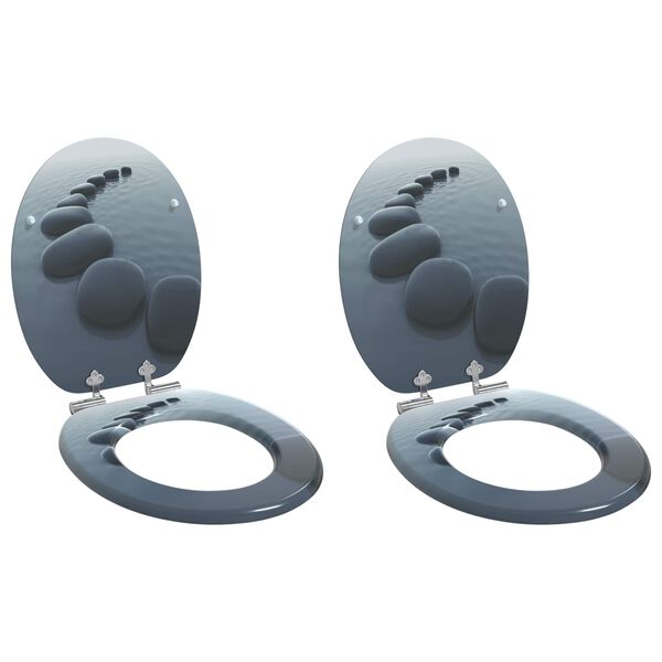 vidaXL WC daska 2 pcs Siva 44 x 38 cm MDF ploča