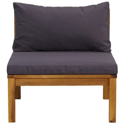 vidaXL Modularna srednja sofa s tamnosivim jastucima bagremovo drvo