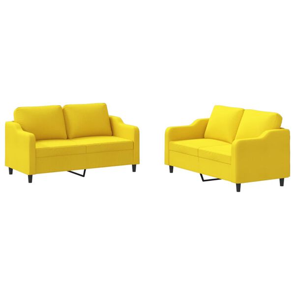 vidaXL 2-dijelni set sofa s jastucima svjetložuti od tkanine
