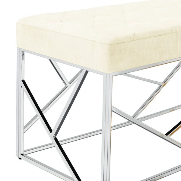 vidaXL Klupa od krem bar&scaron;unaste tkanine i nehrđajućeg čelika 97 cm