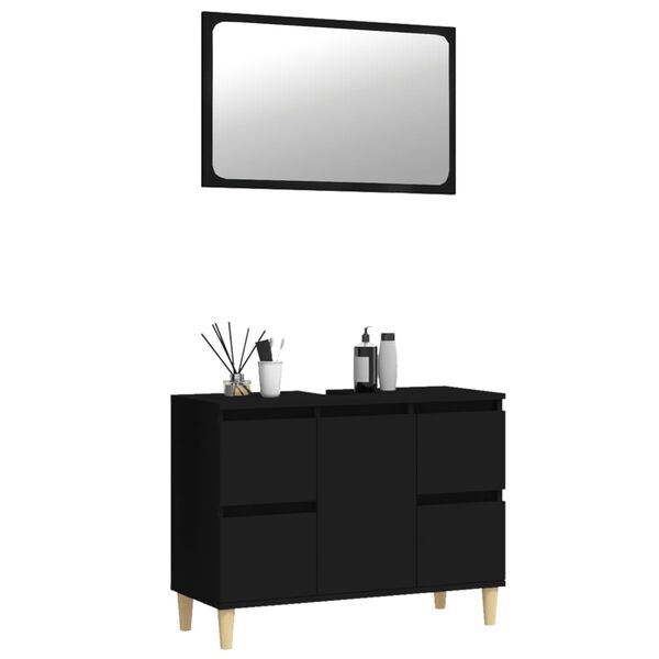 vidaXL 2-dijelni set kupaonskog namje&scaron;taja crni od konstruiranog drva