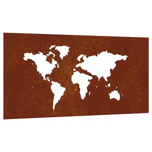 vidaXL Vrtni zidni ukras 105x55 cm čelik COR-TEN uzorak karte svijeta