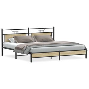 vidaXL Metalni okvir kreveta bez madraca boja hrasta sonome 193x201 cm