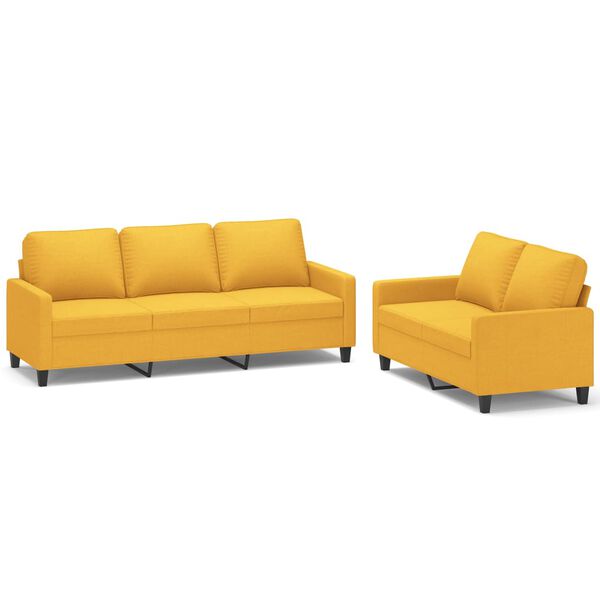 vidaXL 2-dijelni set sofa s jastucima svjetložuti od tkanine
