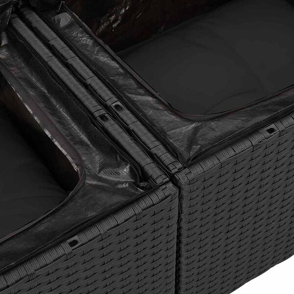 vidaXL Sjedeća garnitura za vrt s pohranom 6 pcs Crna poliratan