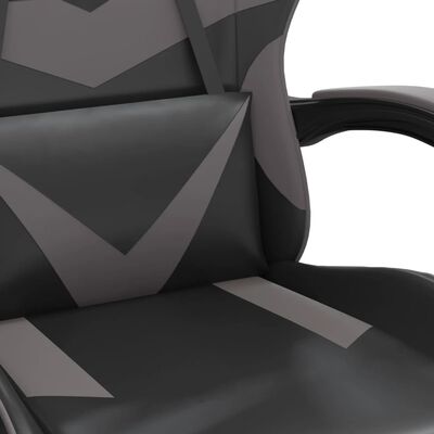 vidaXL Okretna igraća stolica s osloncem crno-siva od umjetne kože