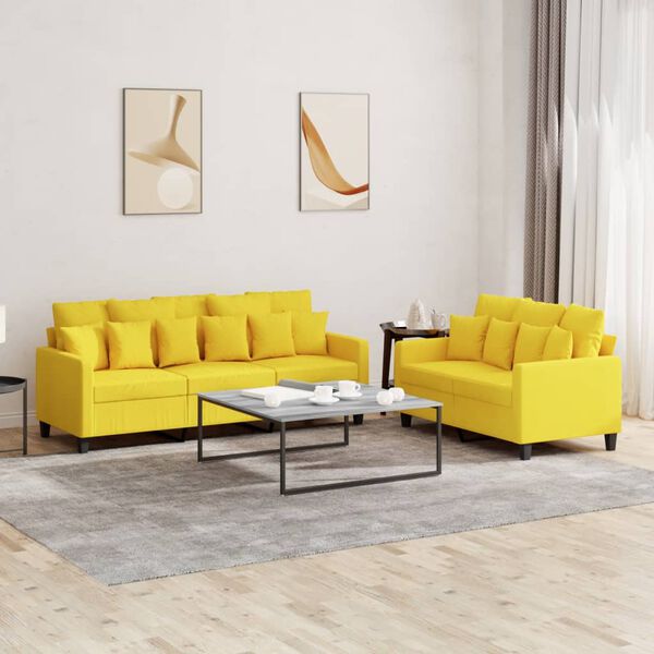 vidaXL 2-dijelni set sofa s jastucima svjetložuti od tkanine