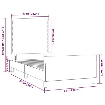 vidaXL Okvir za krevet s uzglavljem tamnosmeđi 80x200 cm od tkanine