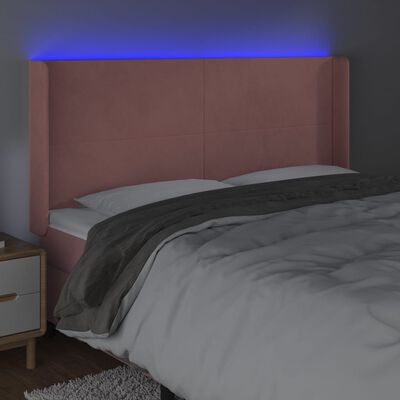 vidaXL LED uzglavlje ružičasto 203x16x118/128 cm baršunasto