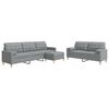 vidaXL 3-dijelni set sofa s tabureom i jastucima svjetlosivi tkanina