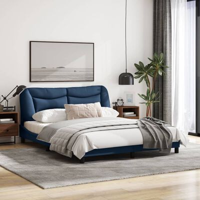 vidaXL Okvir za krevet s uzglavljem plavi 160 x 200 cm od tkanine