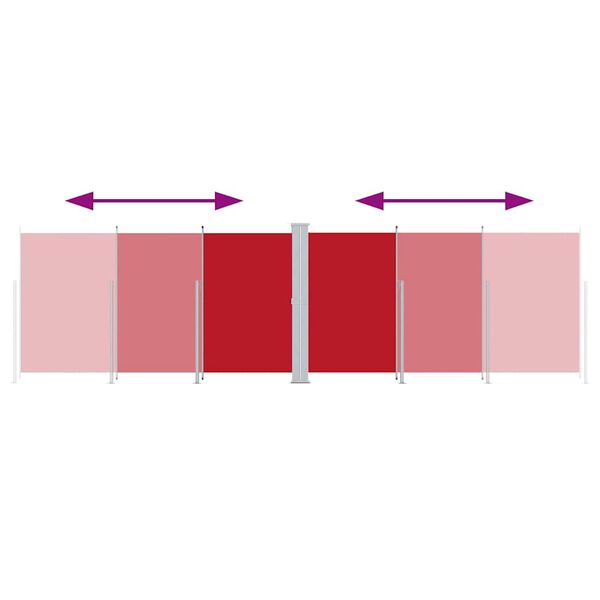 vidaXL Uvlačiva bočna tenda crvena 220 x 600 cm