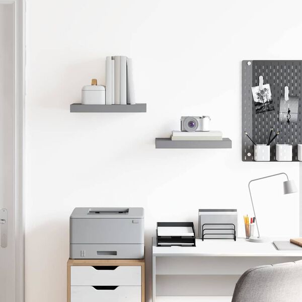 vidaXL Plutajuće zidne police 2 kom sive 40 x 23 x 3,8 cm MDF