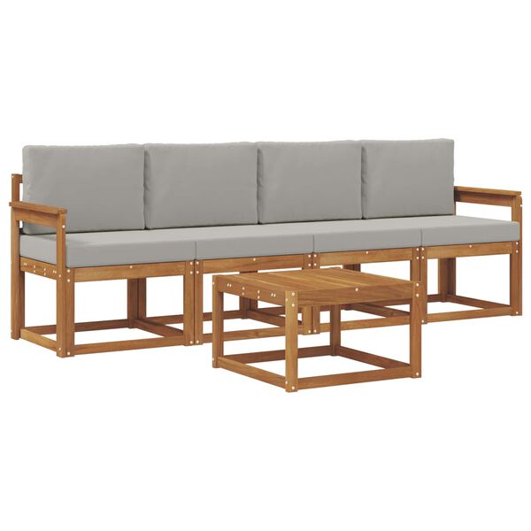 vidaXL Set vanjskih sofa s jastukom 5 pcs Prirodna i svijetlo siva