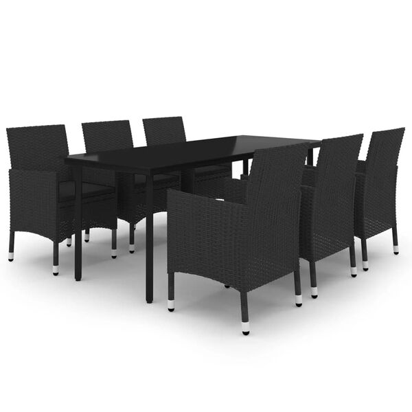 vidaXL 7-dijelni vrtni blagovaonski set s jastucima poliratan i staklo