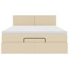 vidaXL Otomanski krevet s madracem i LED krem 140x190 cm tkanine
