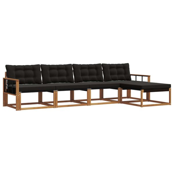 vidaXL Set vanjskih sofa s jastukom 5 pcs Prirodna i crna