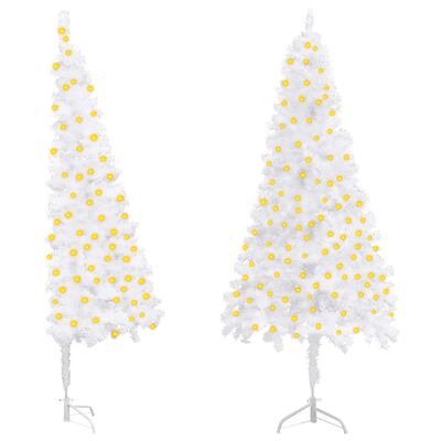 vidaXL Kutno umjetno osvijetljeno božićno drvce bijelo 180 cm PVC