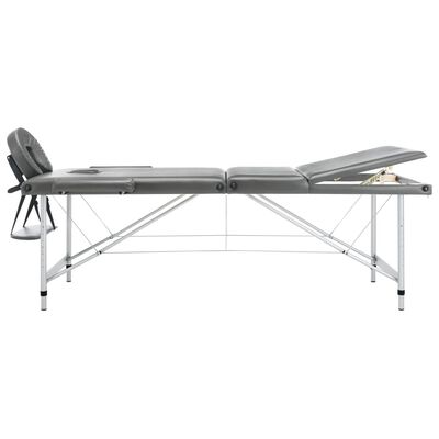 vidaXL Masažni stol s 3 zone i aluminijskim okvirom antracit 186x68 cm