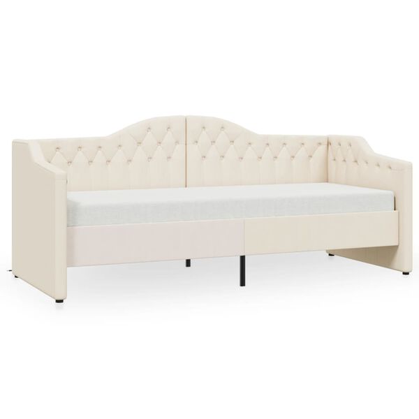 vidaXL Dnevni ležaj s USB-om Krem od tkanine 90 x 200 cm