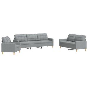 vidaXL 3-dijelni set sofa svjetlosivi od tkanine